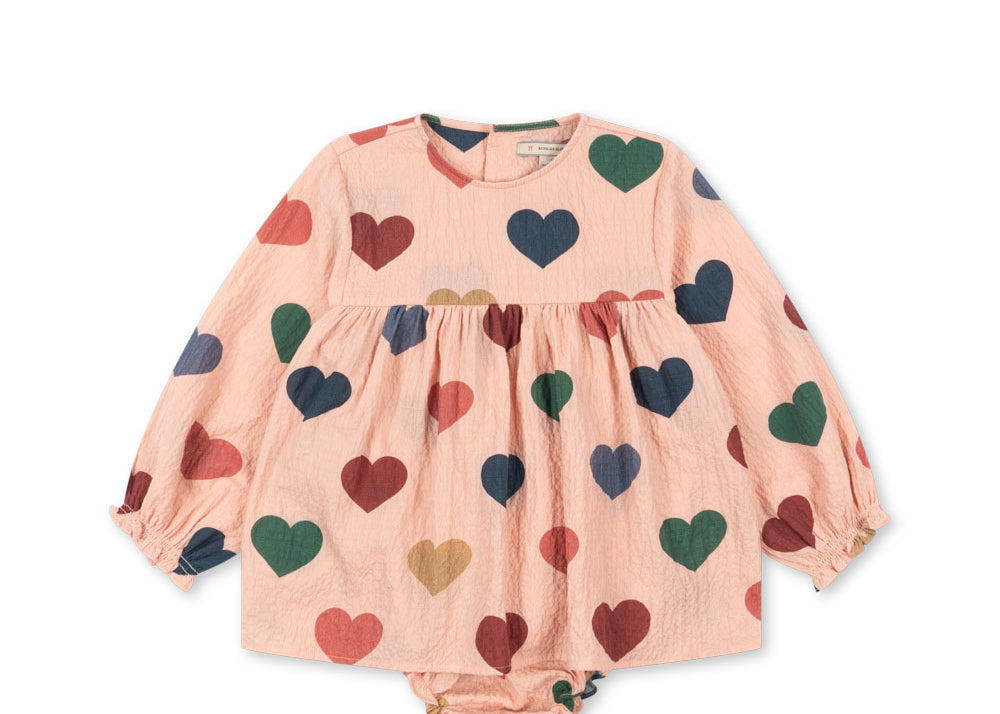 Konges Sløjd A/S Grenouillères et Jumpsuits - Tissé coeur rose coloré