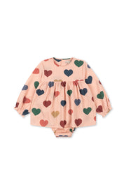 Konges Sløjd A/S Grenouillères et Jumpsuits - Tissé coeur rose coloré