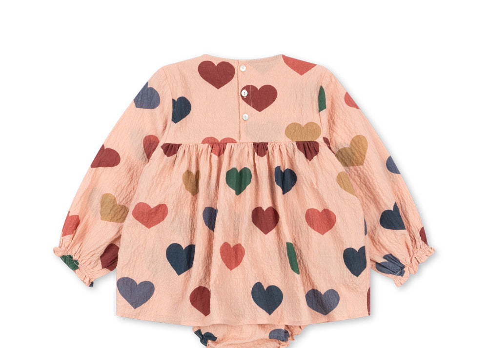 Konges Sløjd A/S Grenouillères et Jumpsuits - Tissé coeur rose coloré