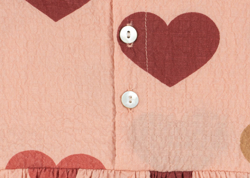 Konges Sløjd A/S Grenouillères et Jumpsuits - Tissé coeur rose coloré