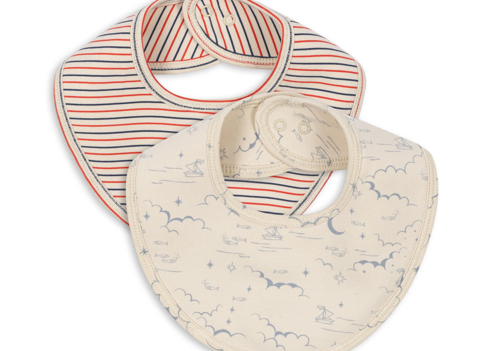 Konges Sløjd A/S Bandana bavoirs stripe tricolore petit/cielo marino