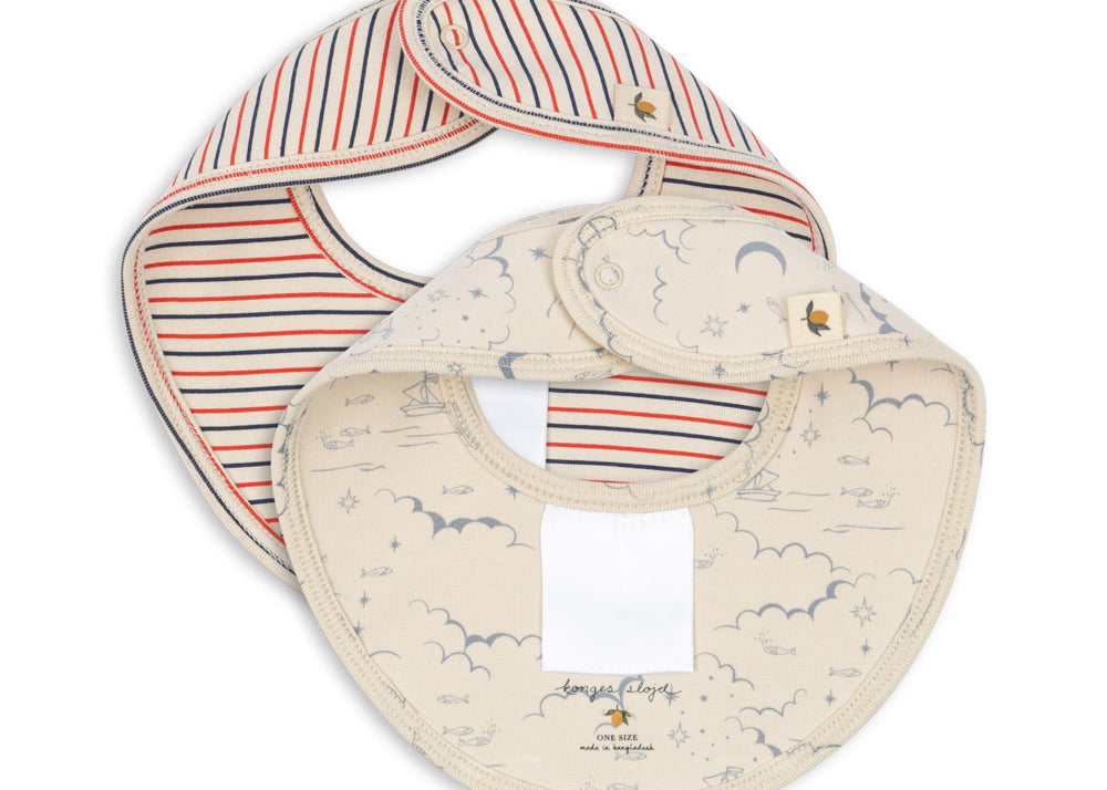 Konges Sløjd A/S Bandana bavoirs stripe tricolore petit/cielo marino