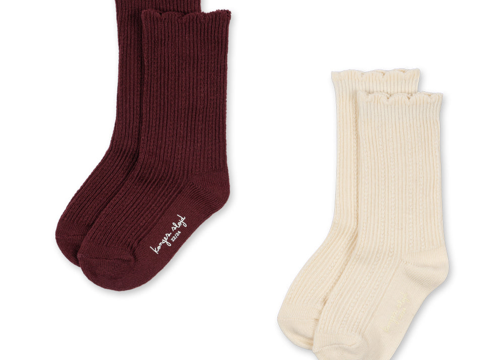 Konges Sløjd A/S SOCKS bordeaux/off white
